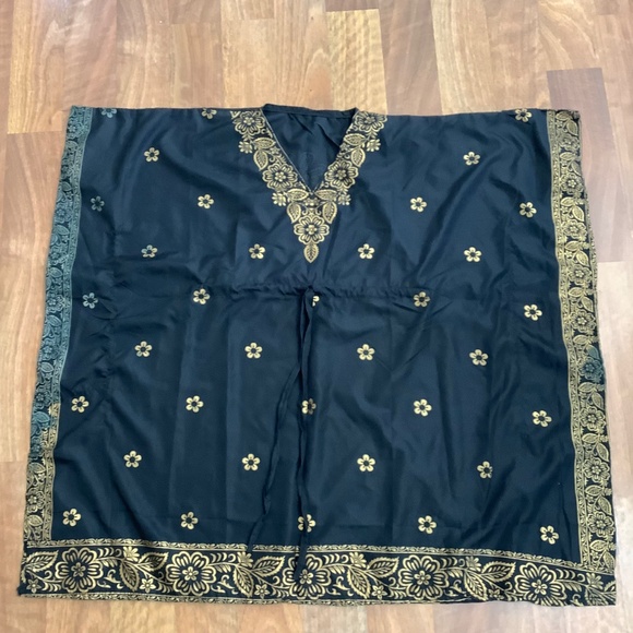 Black&Gold light caftan tunic XL 39-42 bust - Picture 11 of 12